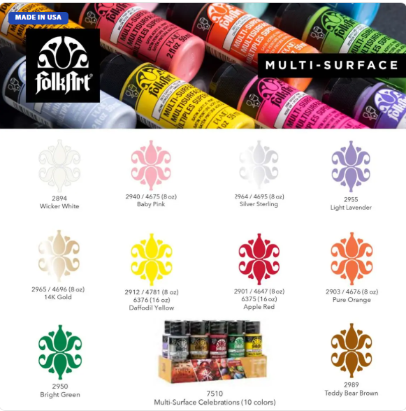 FolkArt Multi-Surface Satin - Celebration Paint Set (10 colours)