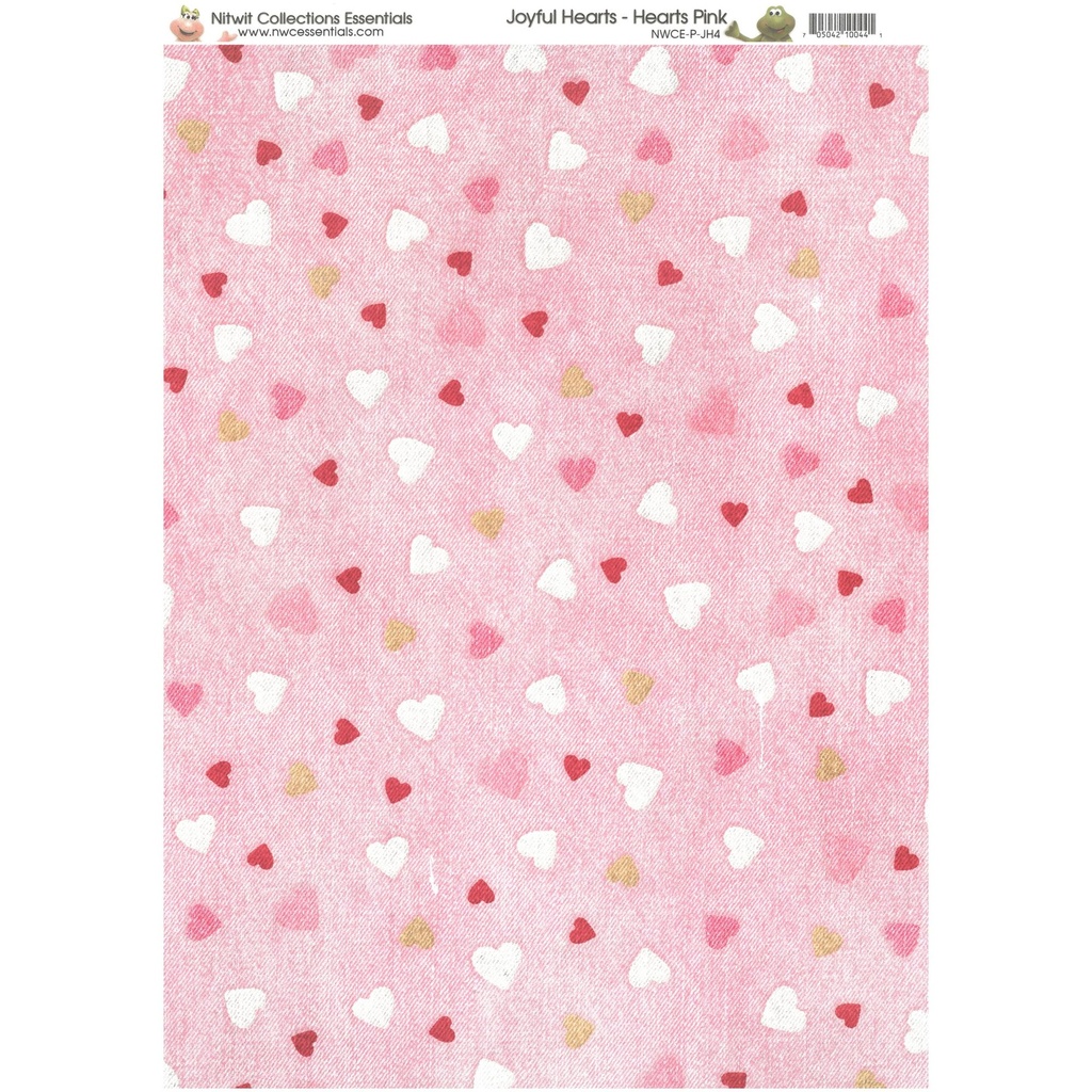 Nitwits Joyful Hearts Hearts Pink Paper A4 pack of 10 sheets         