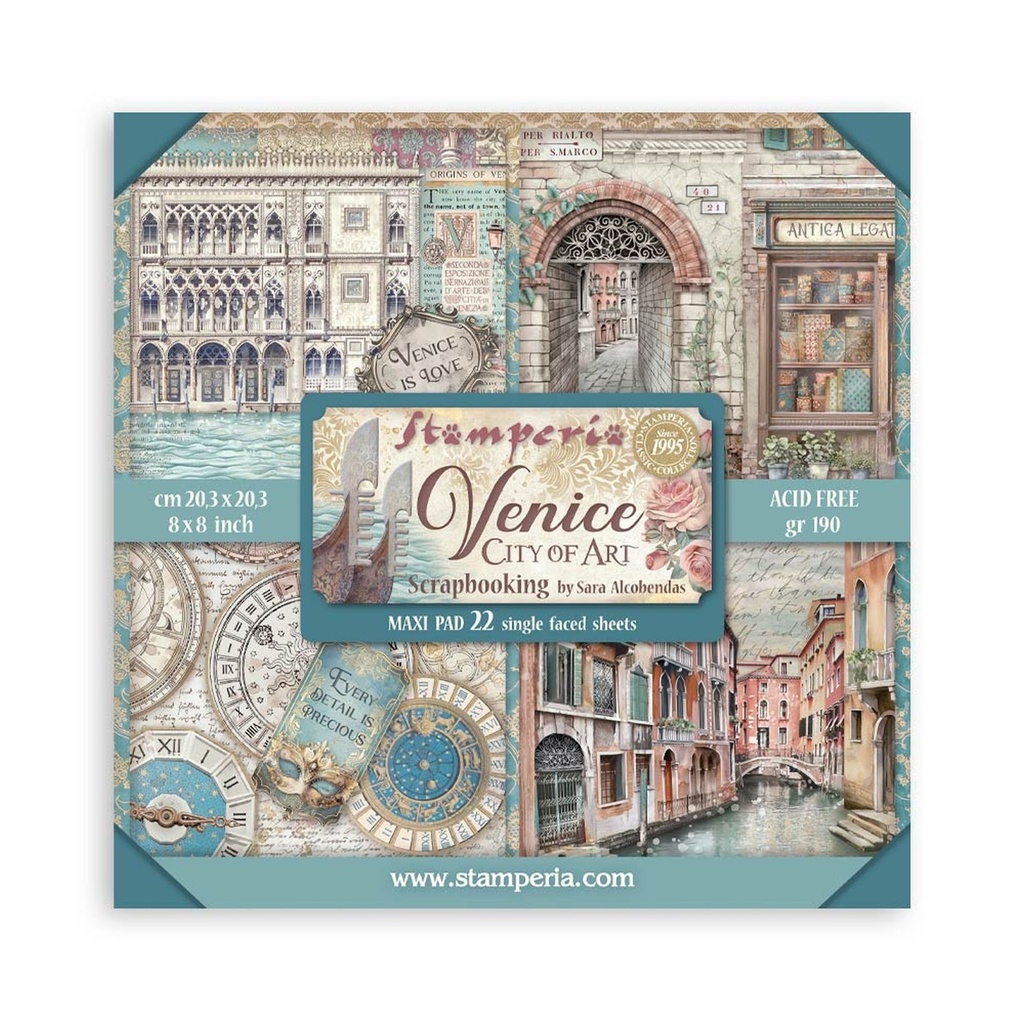 Stamperia - Venice City of Art - 8" x 8" single sided scrapbooking pad 