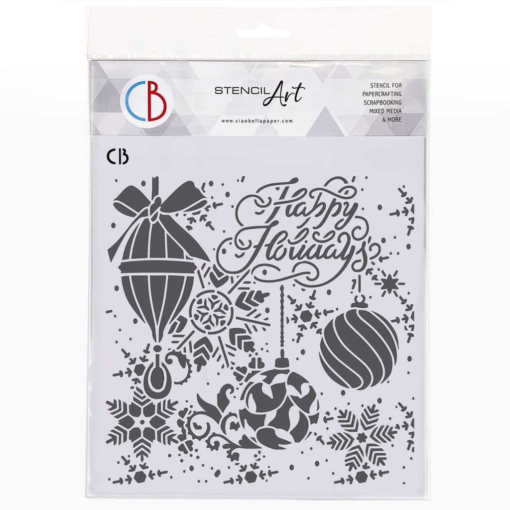 Ciao Bella Paper - Winter Season - Happy Holidays 8"x8" Stencil 