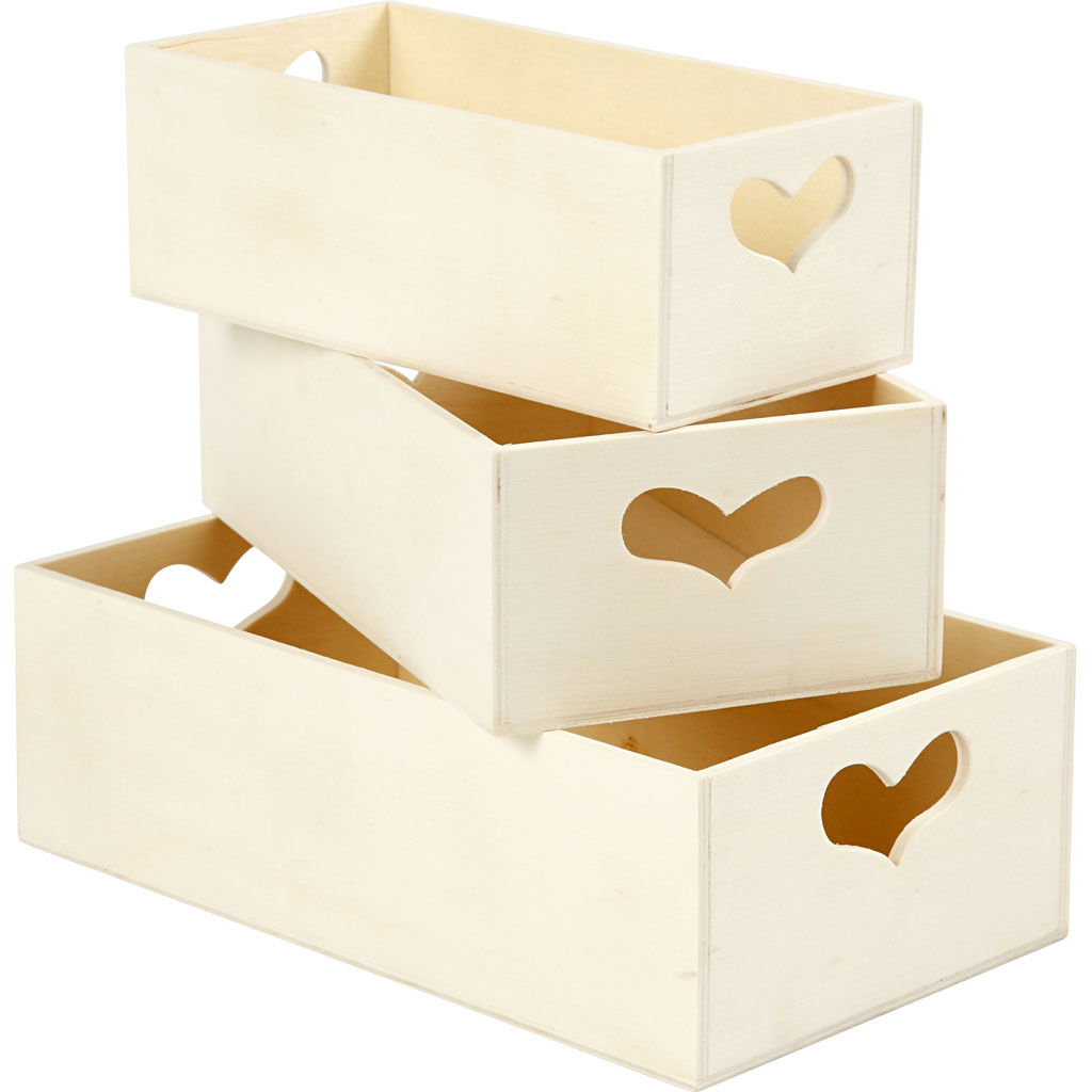 Wooden Storage Boxes - set of 3