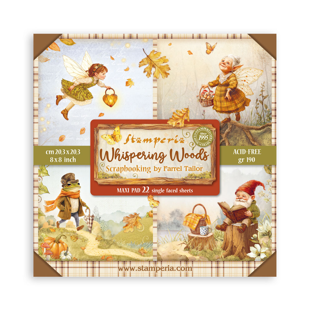 Stamperia - Whispering Woods  - 8"x8" single sided scrapbooking pad 