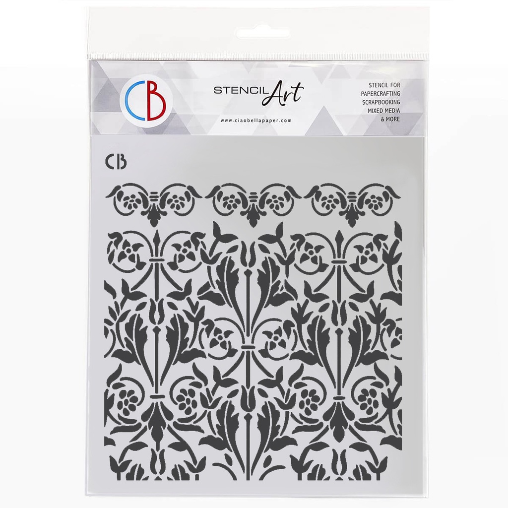 Ciao Bella Paper - Book Lovers - Tapestry Treasures 8"x8" stencil