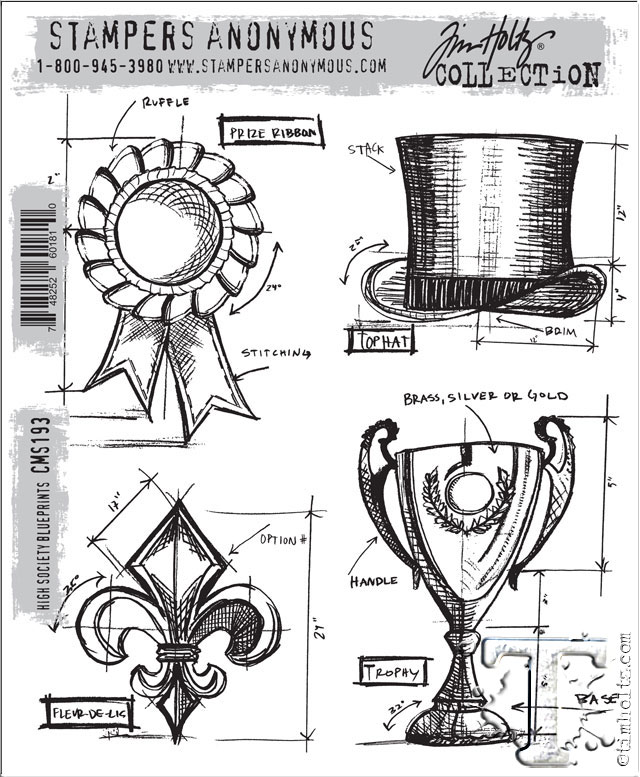 Tim Holtz - Stampers Anonymous Cling Stamps - High Society Blueprints