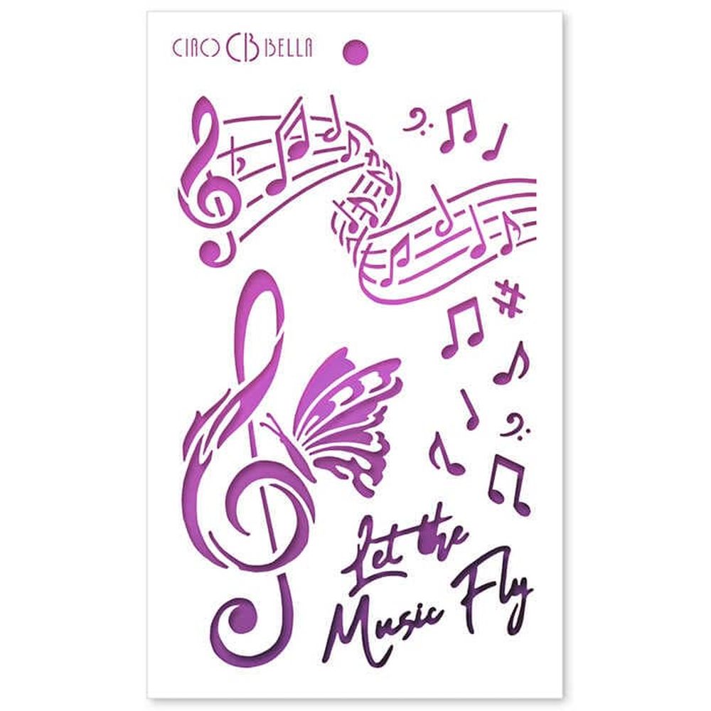Ciao Bella Texture Stencil 5" x 8" - Let the Music Fly