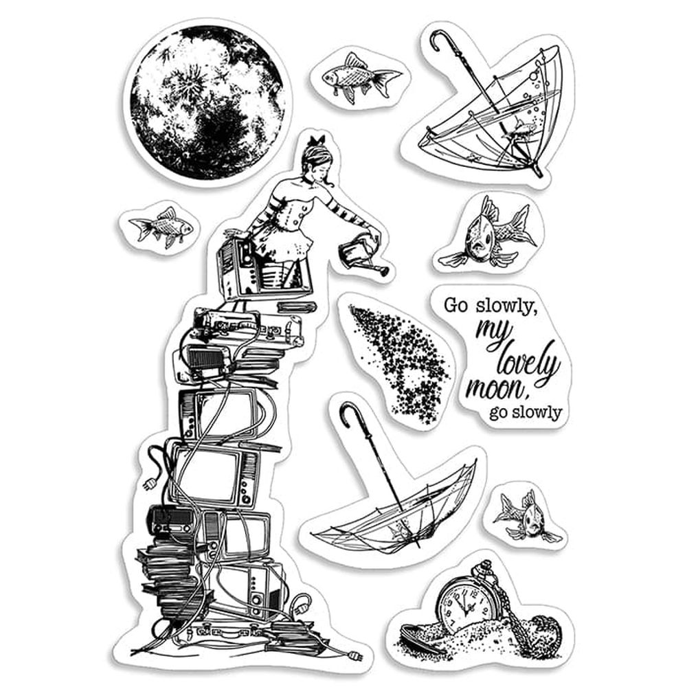 Ciao Bella Paper - Go Slowly Lovely Moon 4"x6" Stamp Set