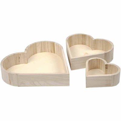 Creativ - Wooden Heart Bowl Set (3pcs)