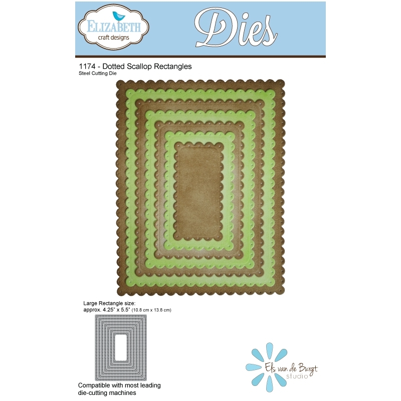 Elizabeth Craft Designs - Dotted Scallop Rectangles Nesting Die Set