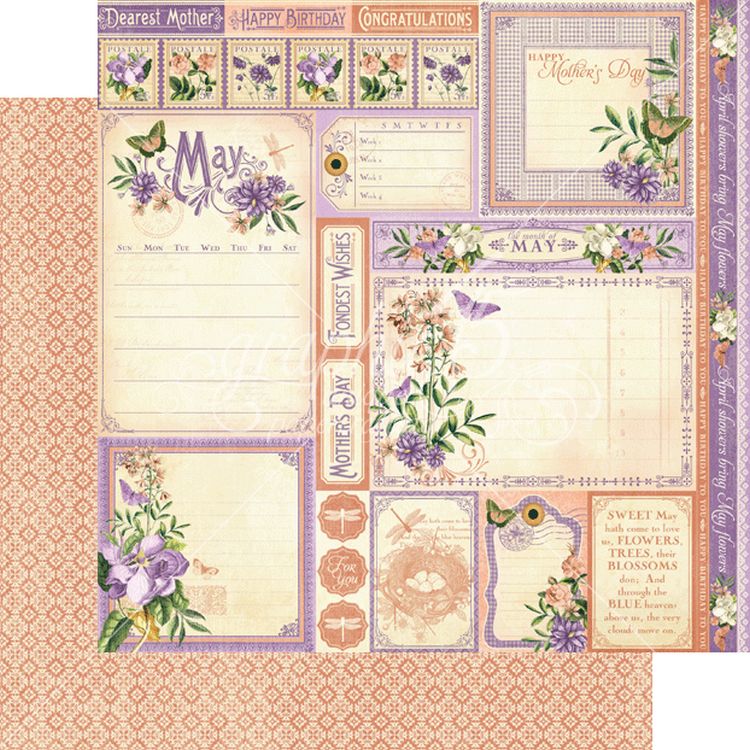 Graphic 45 - Time to Flourish - May Cut Apart 12"x12" Paper (x10 sheets)