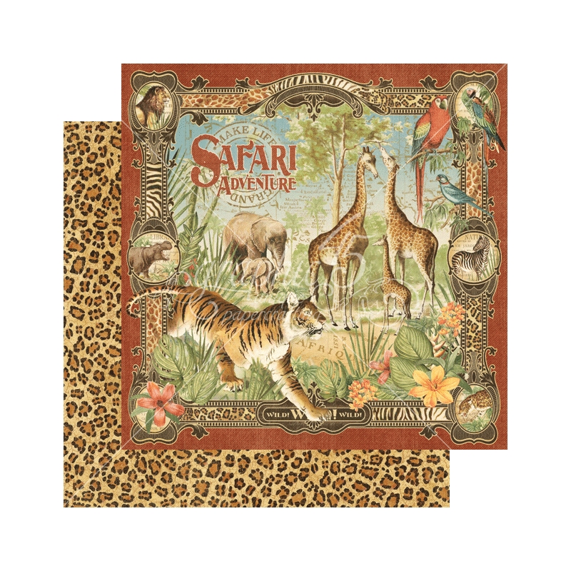 Graphic 45 - Safari - Safari Adventure 12"x12" Paper (x10 Sheets)