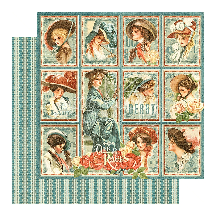Graphic 45 - Off to the Races - My Fair Lady 12"x12" Paper (x10 Sheets)