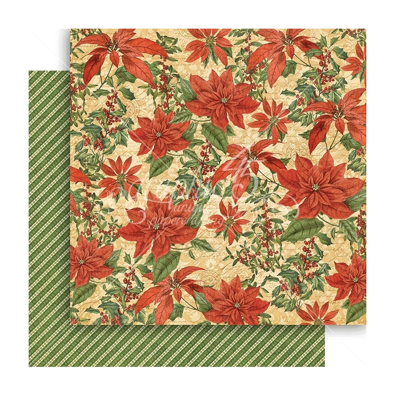 Graphic 45 - Winter Wonderland - Pretty Poinsettia 12"x12" Paper (x10 Sheets)