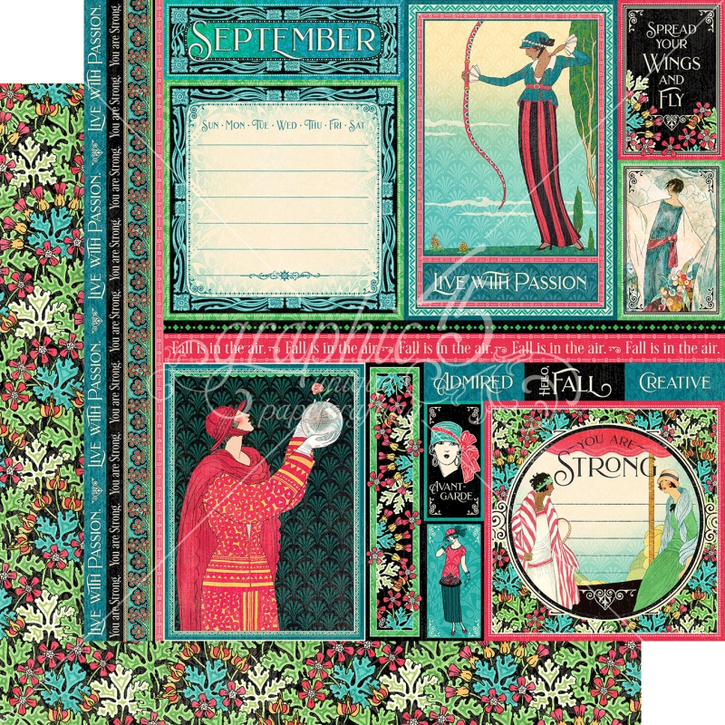 Graphic 45 - Fashion Forward - September 12"x12" Paper (x5sheets)
