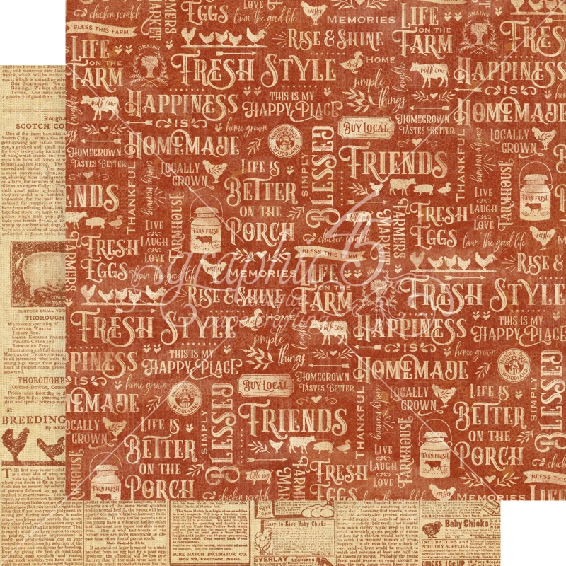 Graphic 45 - Farmhouse - Fresh Style 12"x12" Paper (x5 Sheets)
