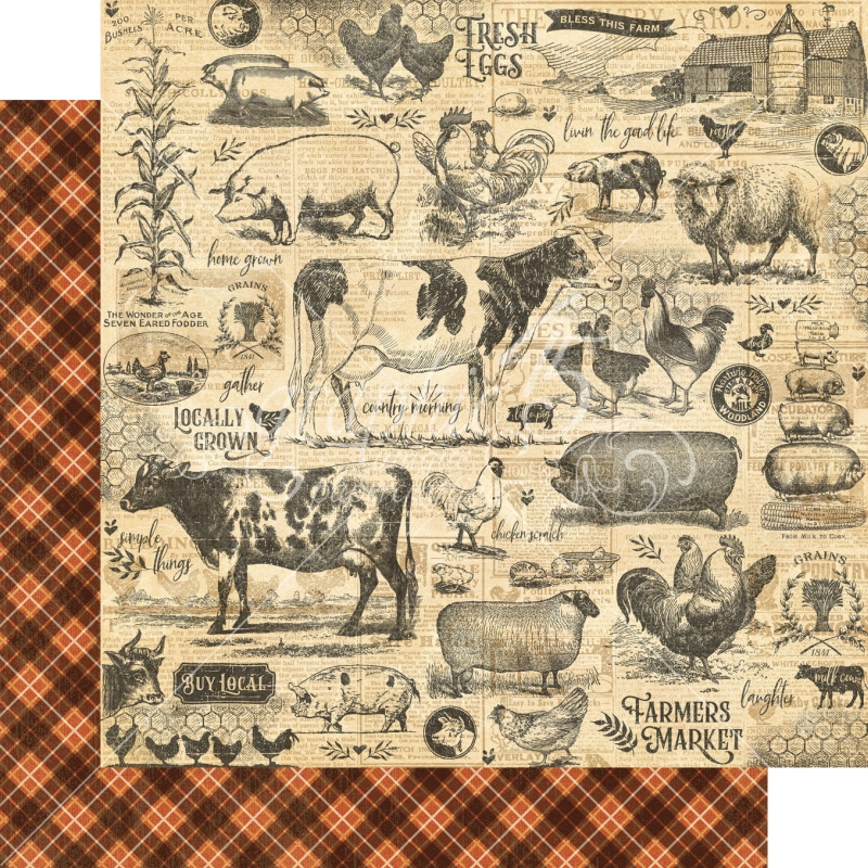 Graphic 45 - Farmhouse - Gather Together 12"x12" Paper (x5 Sheets)