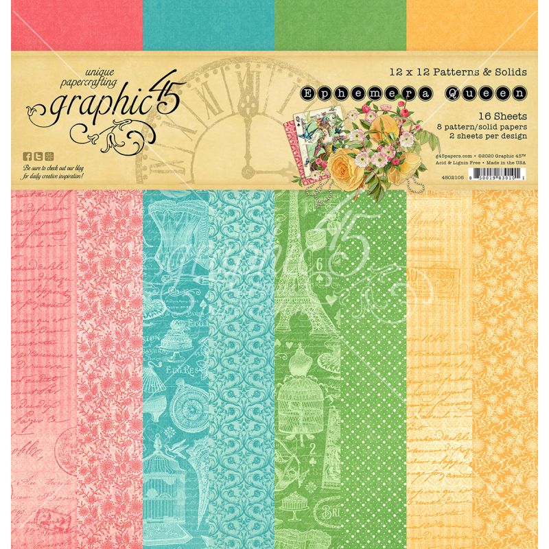 Graphic 45 - Ephemera Queen 12"x12" Patterns & Solid Pad