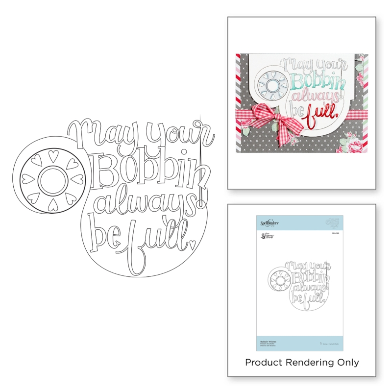 Spellbinders Bobbin Wishes Rubber Stamp