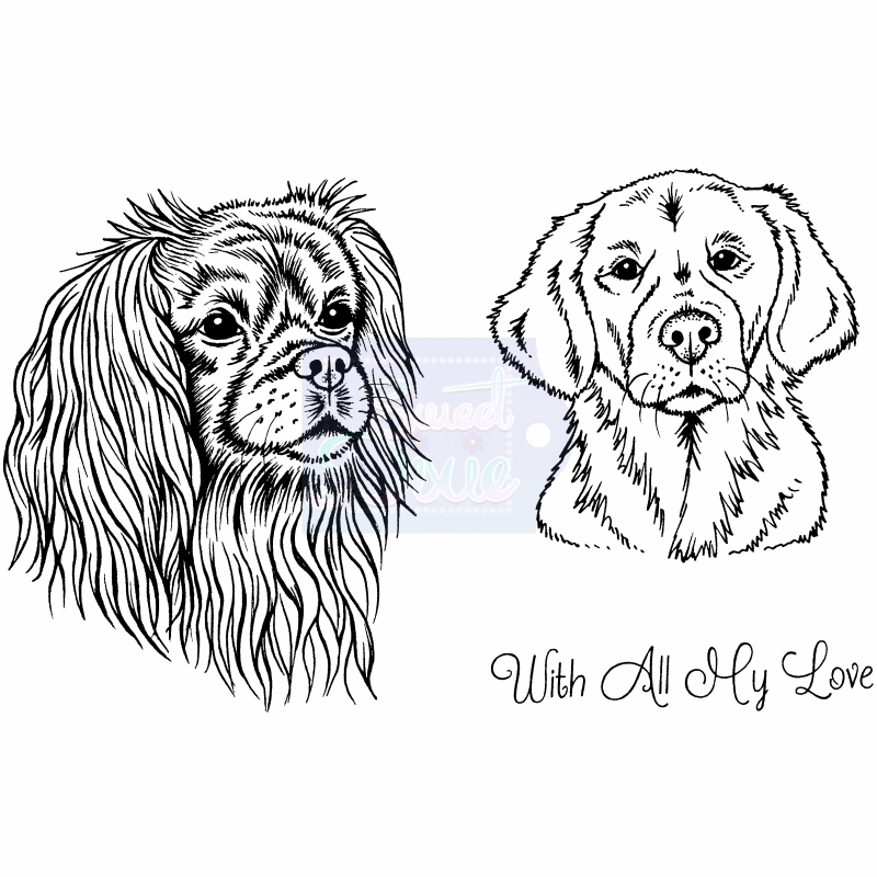 Sweet Dixie Cavalier King Charles Spaniel & Golden Retriever stamp set
