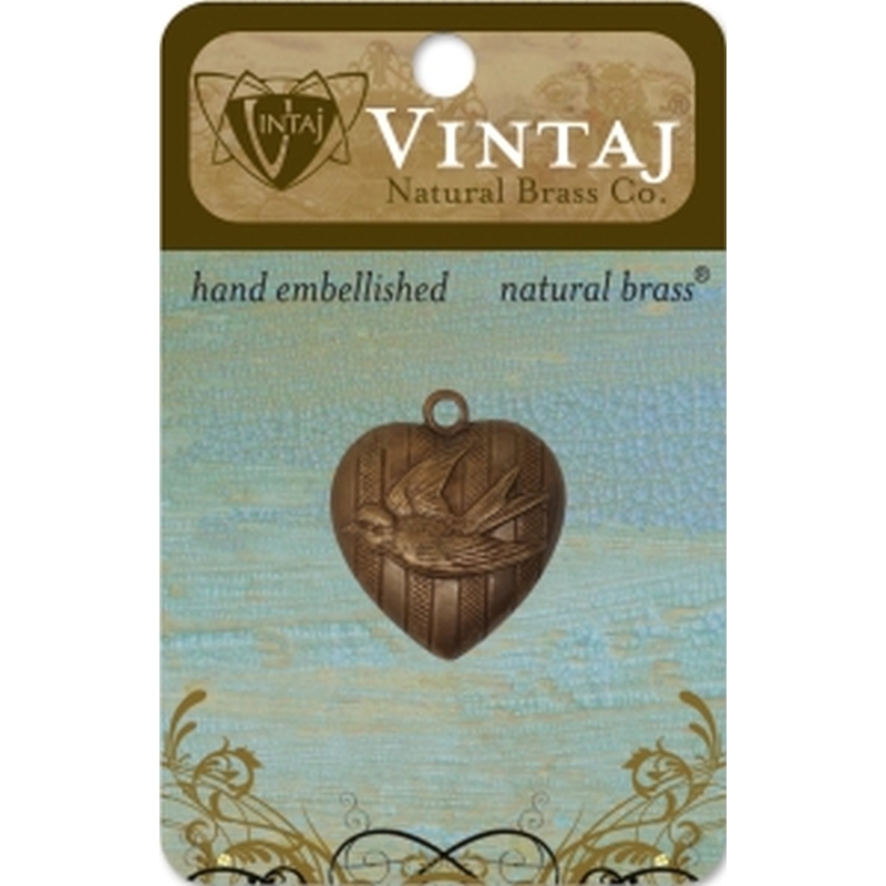Vintaj Love Bird Heart (23 X 27mm)