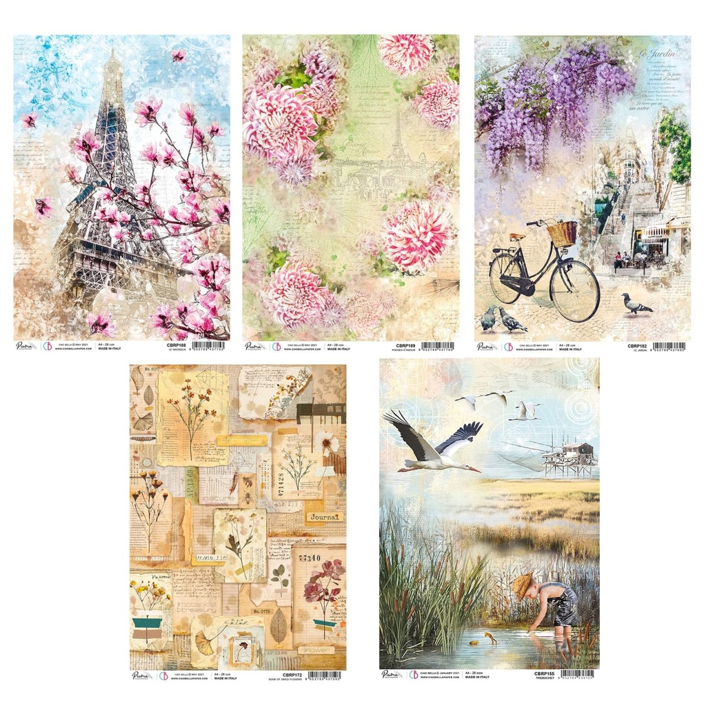 Ciao Bella Paper Romantic Rice Paper Collection (5 designs)