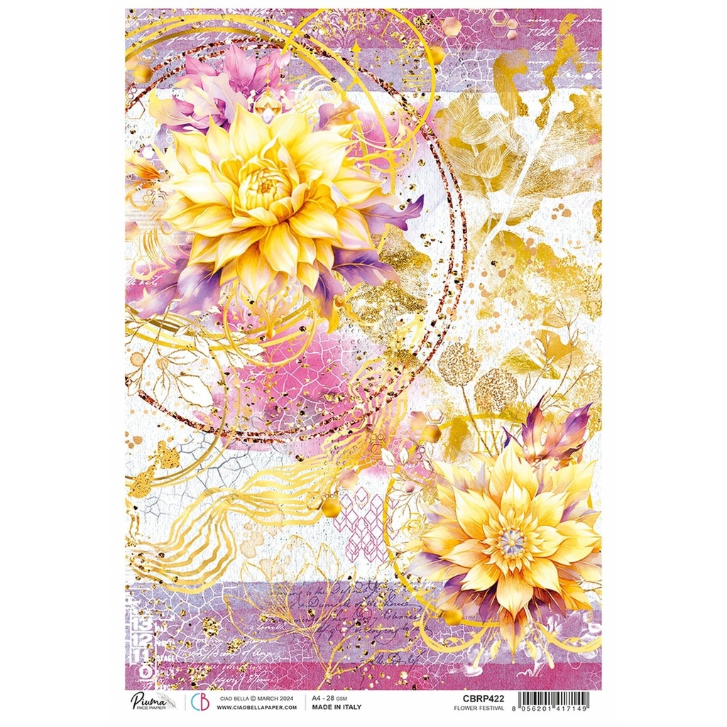 Ciao Bella Paper - Flower Festival  A4 rice paper (SINGLE Sheet)