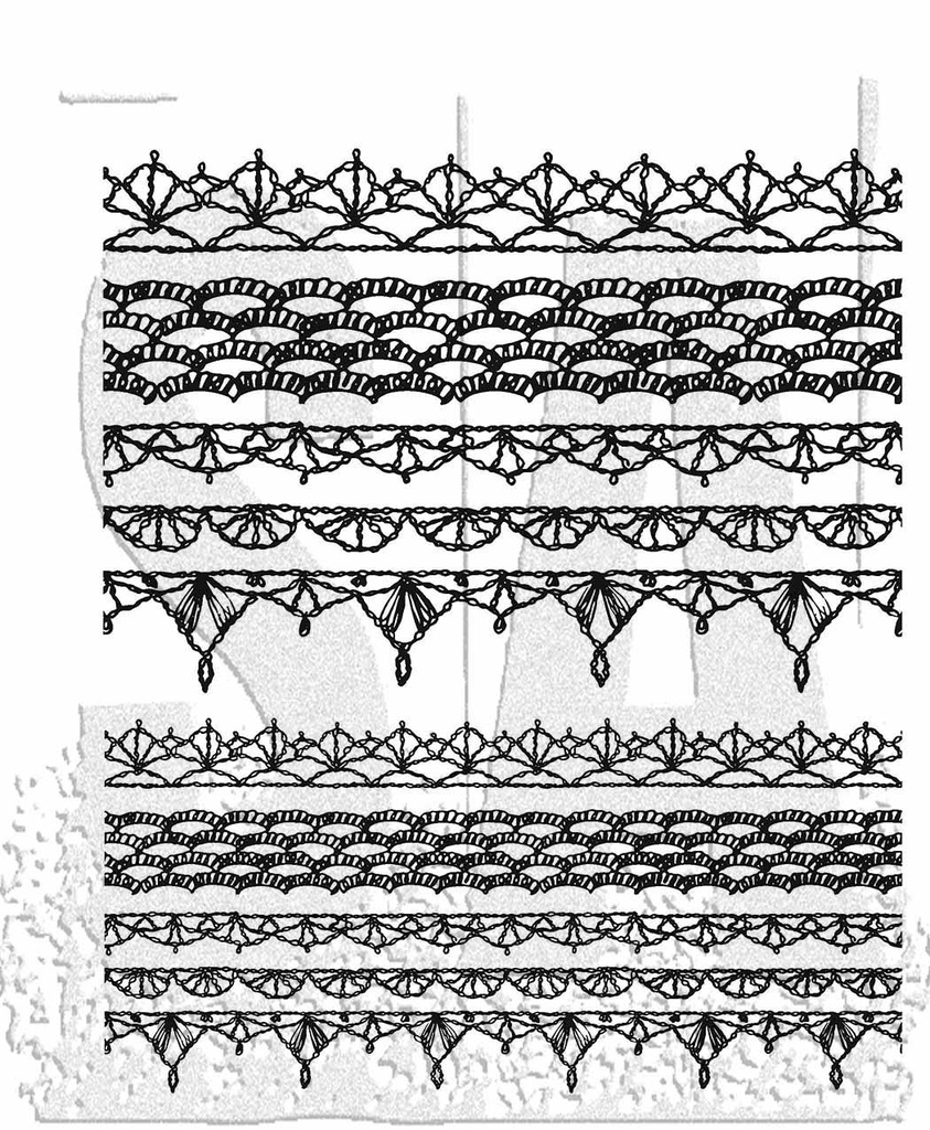 Tim Holtz - Stampers Anonymous Cling Stamps - Crochet Trims