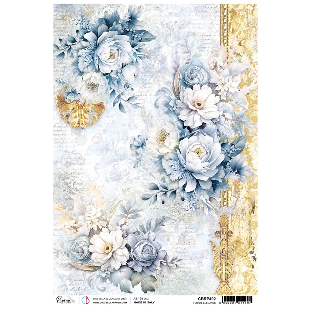 Ciao Bella Rice Paper A4 Piuma Floral Elegance (5 sheets)