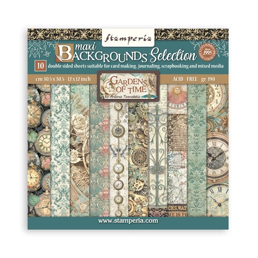 Stamperia - Gardens of Time - 12"x12" Backgrounds Scrapbooking Pad 