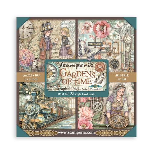 Stamperia - Gardens of Time - 8"x8" Single Faced Scrapbooking Pad 