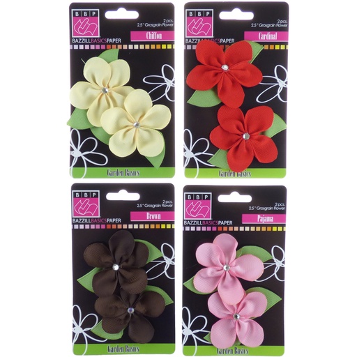 Bazzill Grosgrain Flowers - 4 Designs, 1 Pack of Each