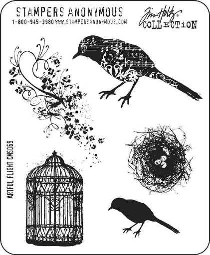 Tim Holtz - Stampers Anonymous Cling Stamps - Artful Flight