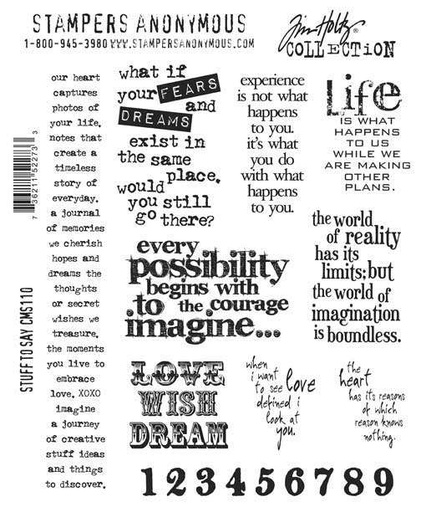 Tim Holtz - Stampers Anonymous Cling Stamps - Stuff to Say