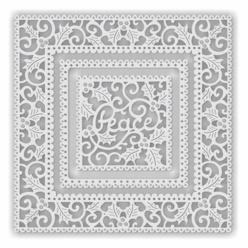 Sweet Dixie Holly & Swirls Peace Frame die set