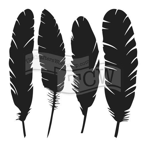 6x6 Stencil Four Feathers