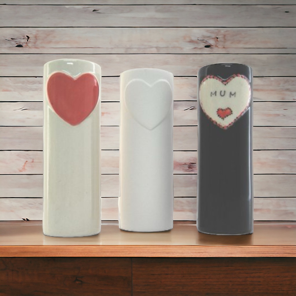 Tubular Heart Vase (carton of 8)