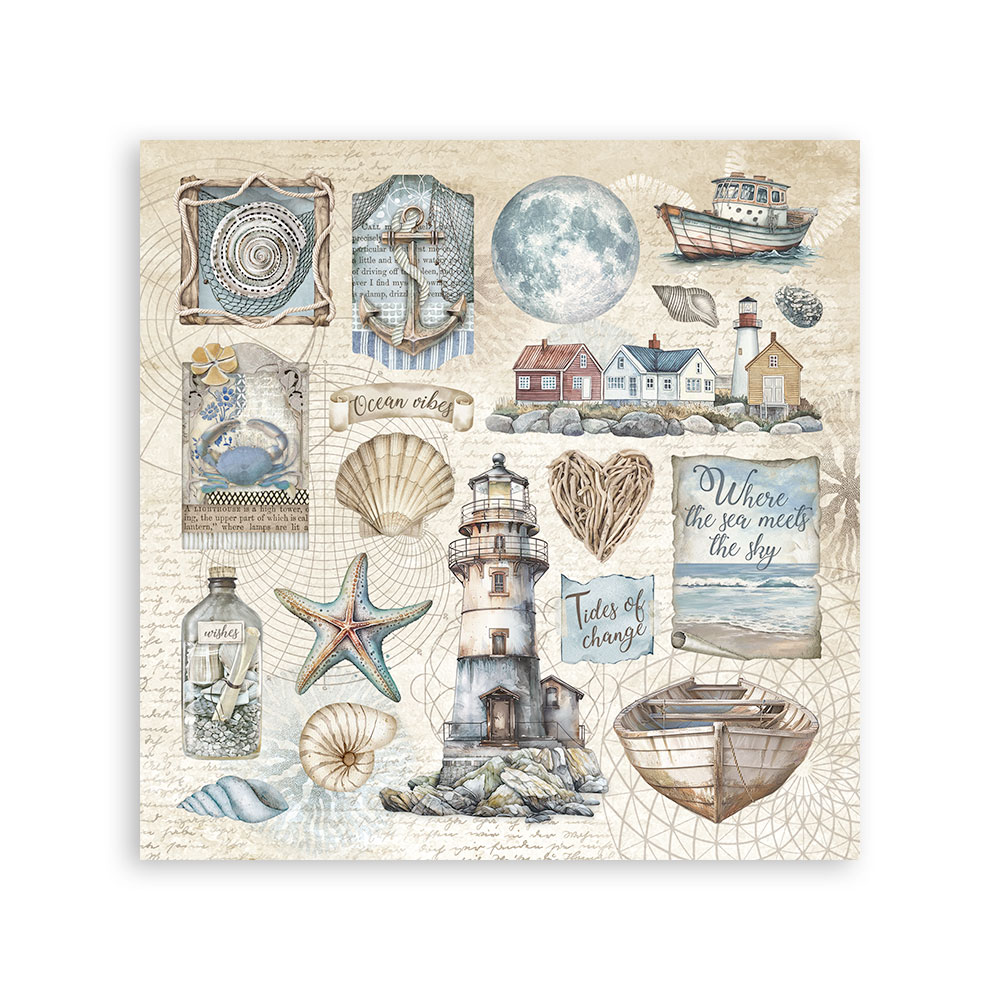Stickers mm 165x165  4 sheets - Silent Sea 