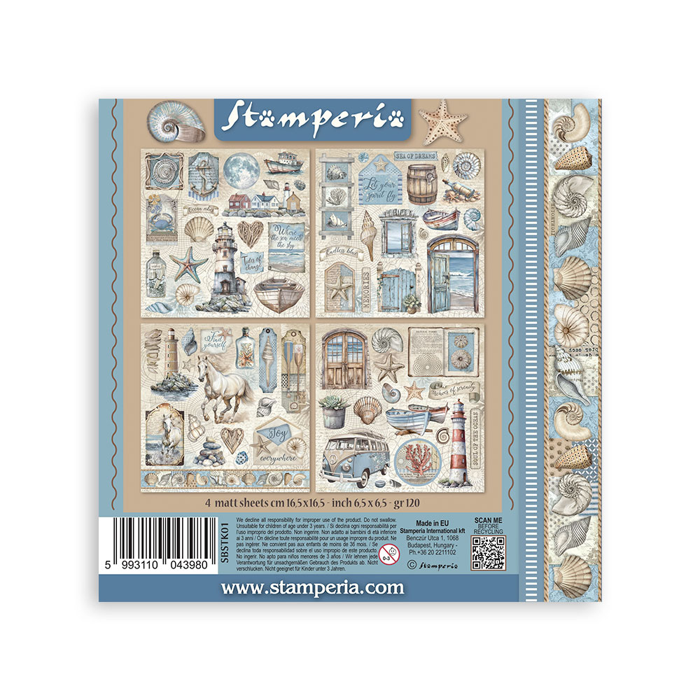 Stickers mm 165x165  4 sheets - Silent Sea 