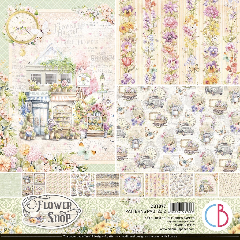 Ciao Bella Paper - Flower Shop Patterns Pad (12"x12")