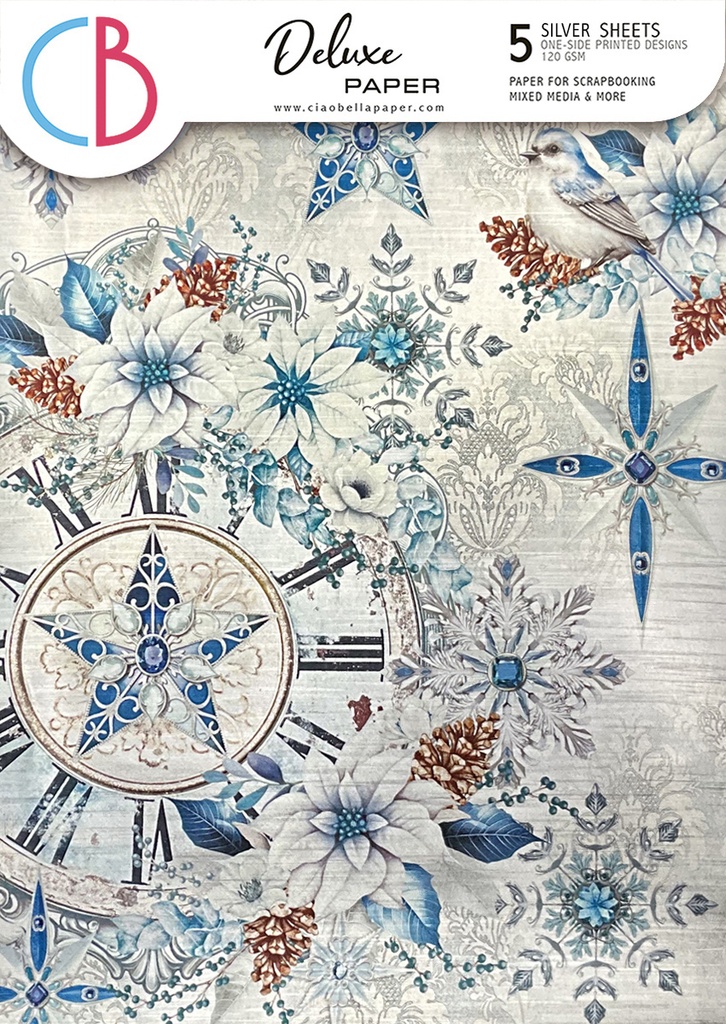 Ciao Bella Paper - Elegance of Blue Deluxe Silver Paper (A4)