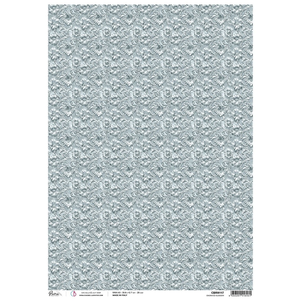 Engraved Blossom - Ciao Bella Piuma Rice Paper A3 - Single Sheet