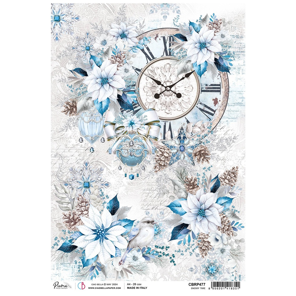Ciao Bella Paper - Snowy Time A4 rice paper (SINGLE Sheet)