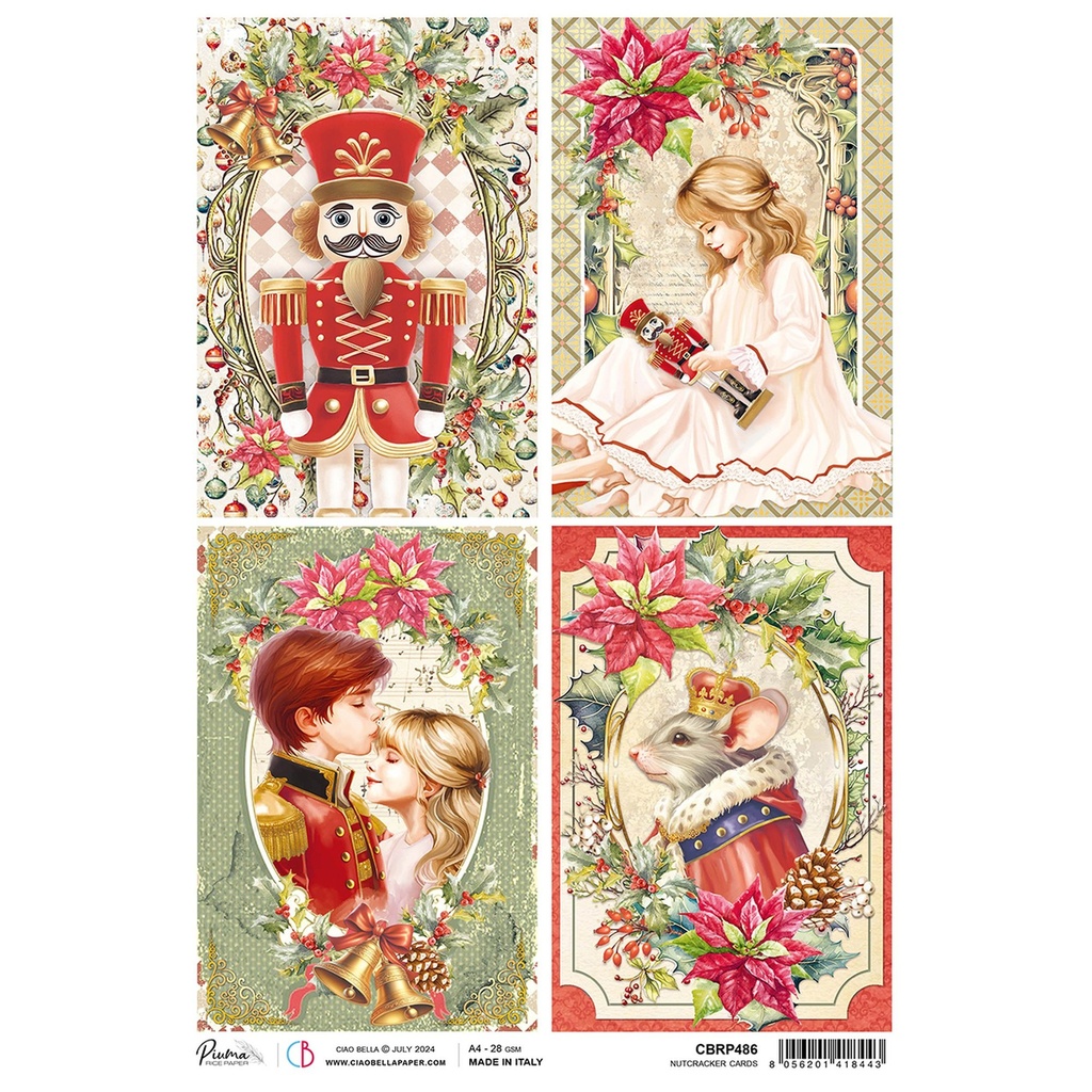 Ciao Bella Paper - Nutcracker Cards A4 Rice Paper (Single Sheet)