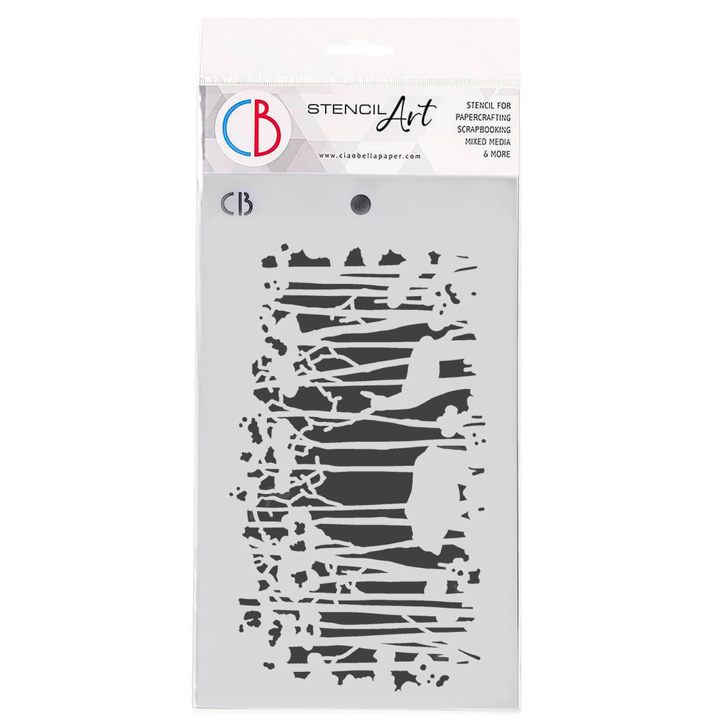 Ciao Bella Paper - Deer Forest Texture Stencil 5"x8" 