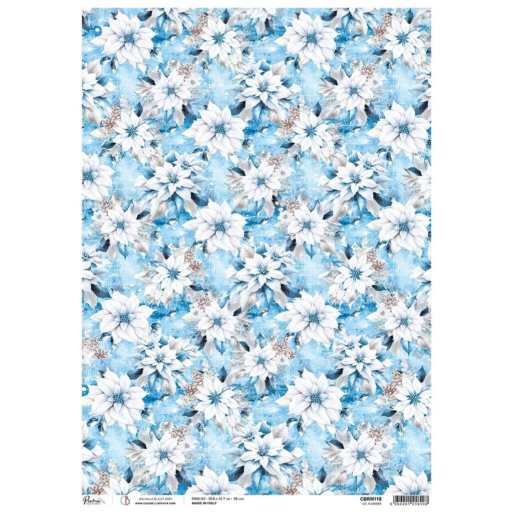 Ciao Bella Paper - Ice Flowers A3 rice paper (3 Pack)