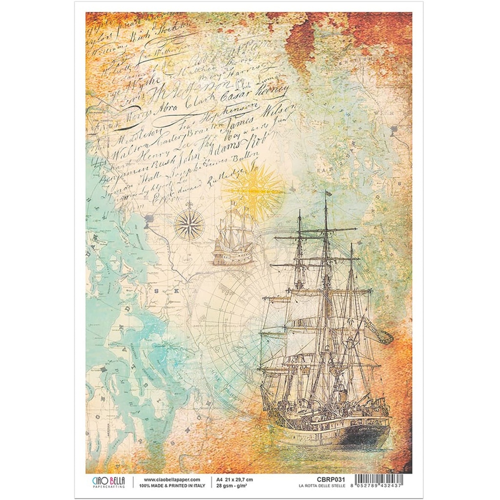 Ciao Bella Paper - La Rotta Delle Stelle A4 rice paper (5 Pack)