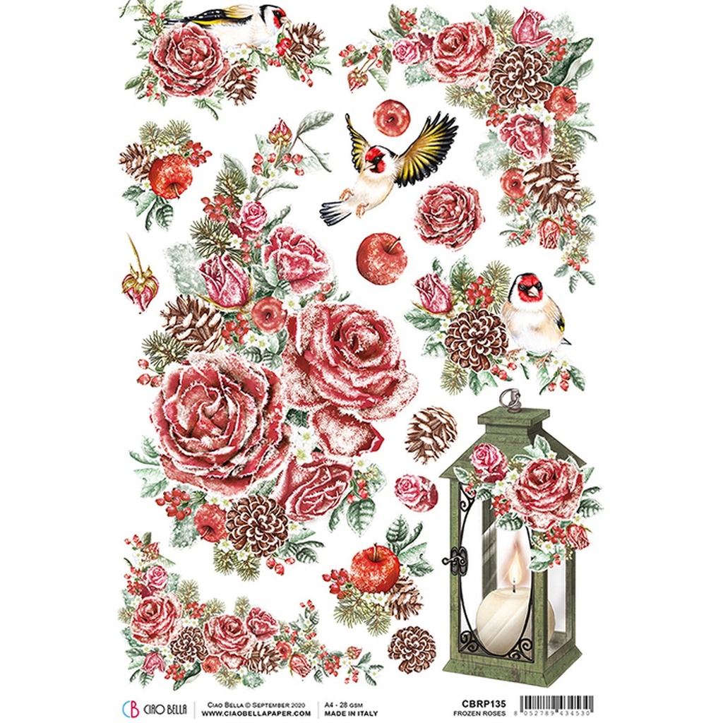 Frozen Roses  - Ciao Bella Piuma Rice Paper A4 - 5 Pack