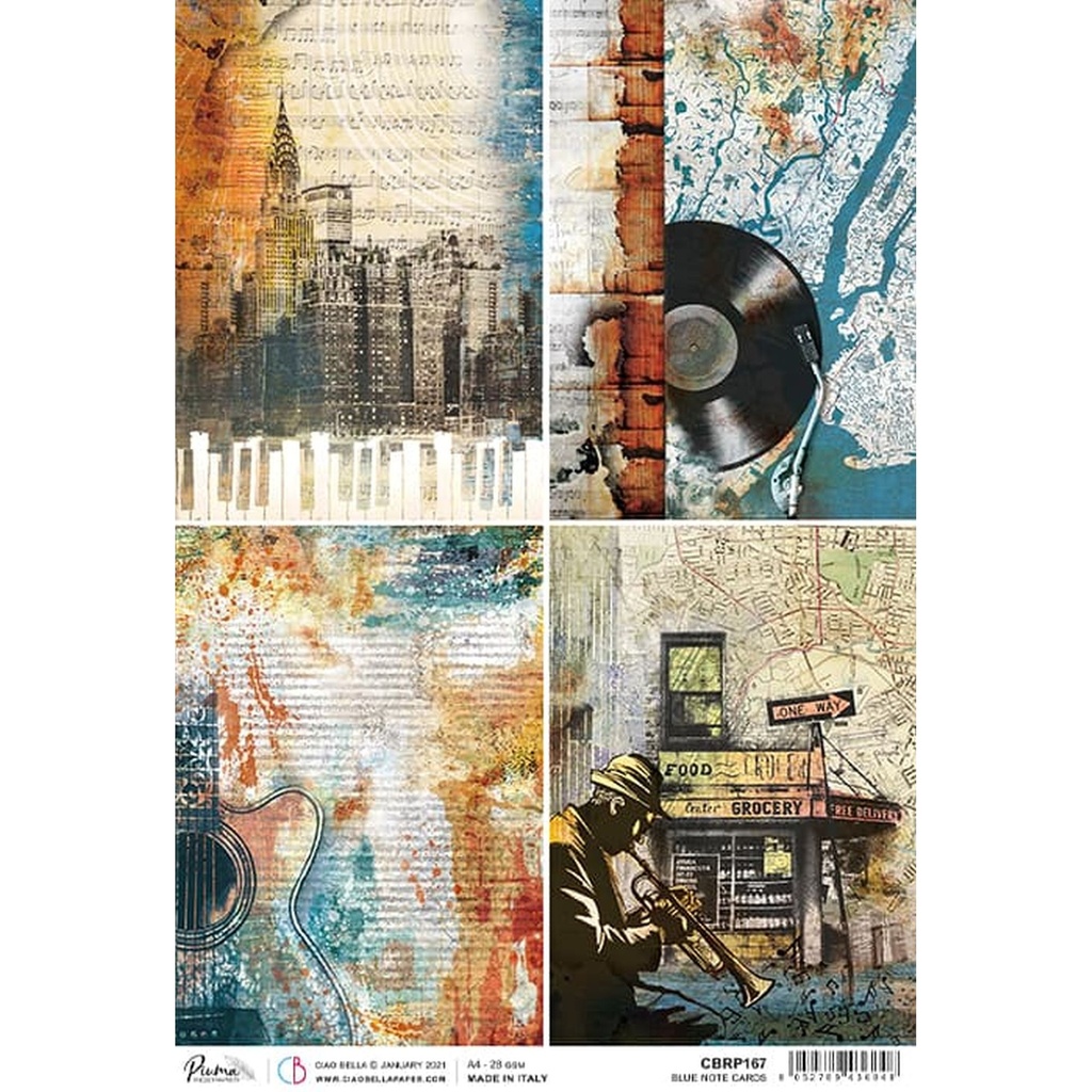 Ciao Bella Paper - Blue Note Cards A4 Rice Paper (5 pack)