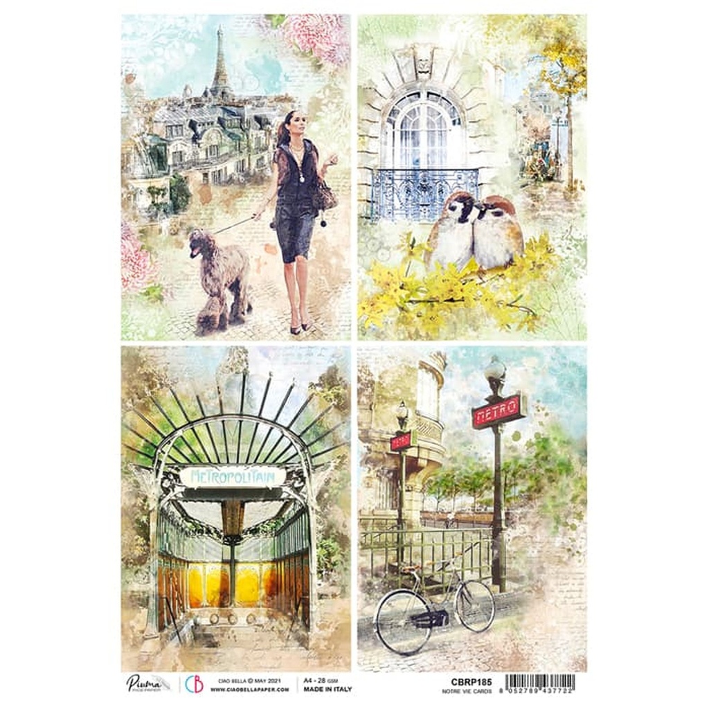 Ciao Bella Paper - Notre Vie Cards A4 rice paper (5 Pack)