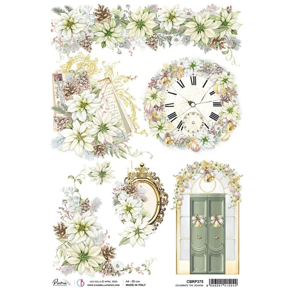 Ciao Bella Paper - Celebrate The Season A4 rice paper (5 Pack)
