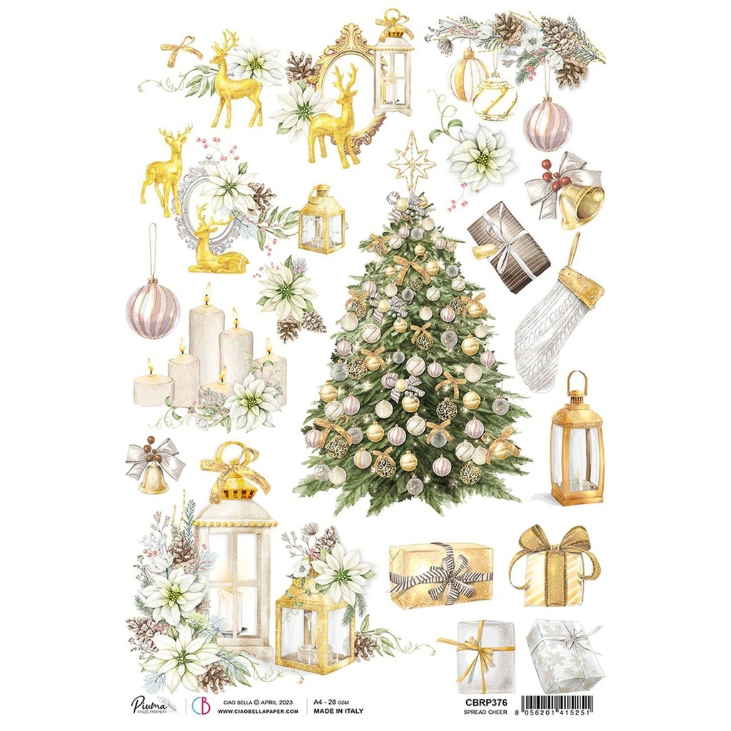 Ciao Bella Paper - Spread Cheer A4 rice paper (5 Pack)